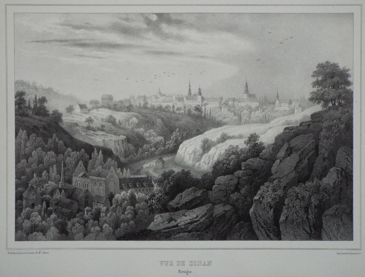 Lithograph - Vue de Dinan (Bretagne). - Lemercier,